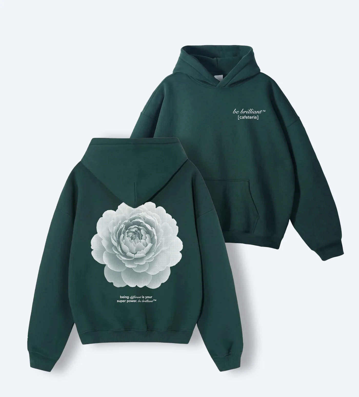 be brilliant™ [cafeteria] hoodie, front and back