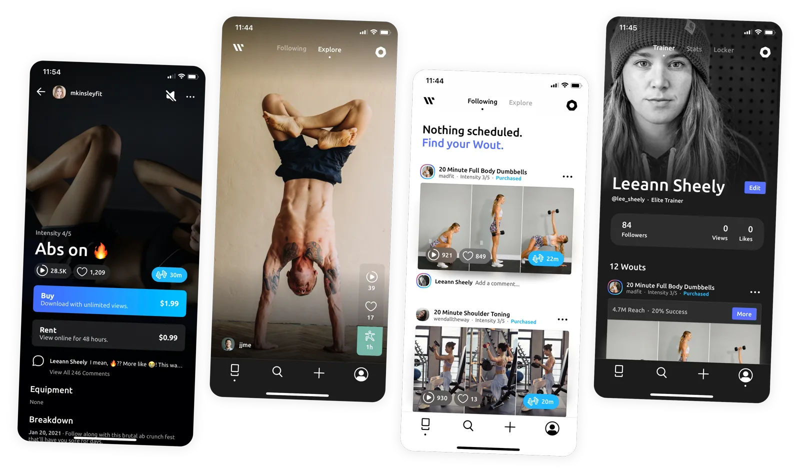 Wout app screens