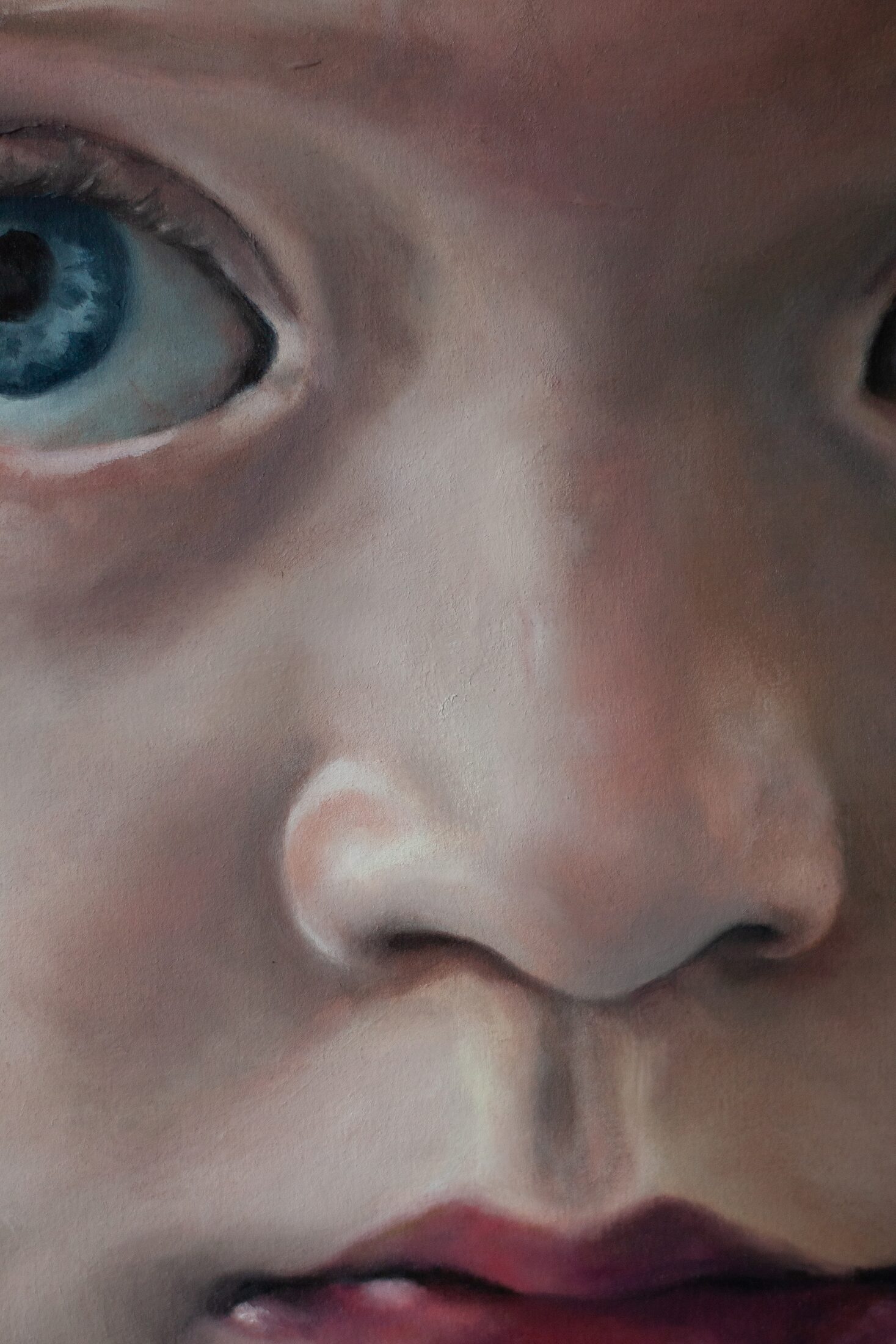 Wes at 3 — additional view, oil painting by Leeann Sheely